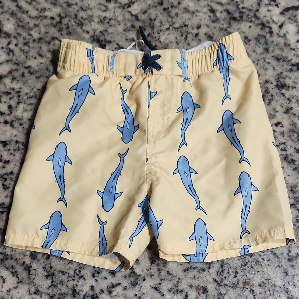 Kids Swim Trunks with Blue Shark Design